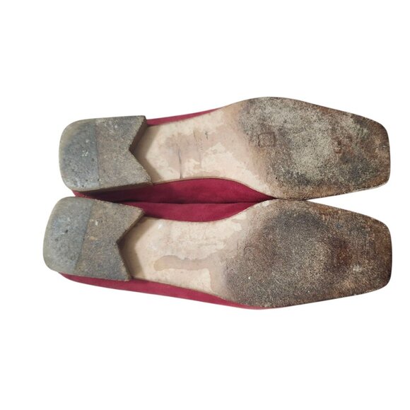 Bruno Magli Suede Embroidered Loafers Red Italy Square Toe Women’s Shoes Sze38.5 - Picture 10 of 12